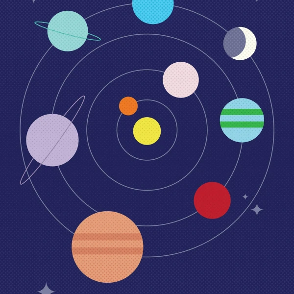 Graphic illustration of the solar system