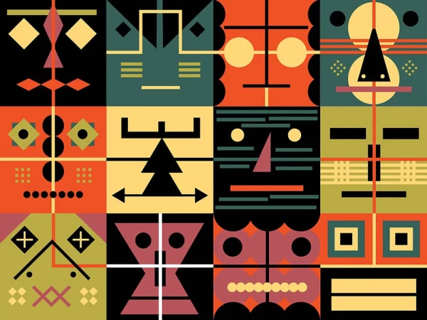 Abstract pattern of geometric faces