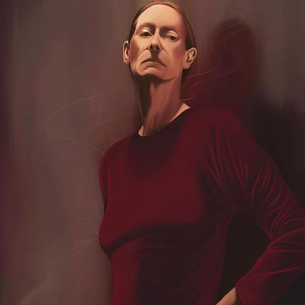 Illustration of Tilda Swinton smoking a cigarette