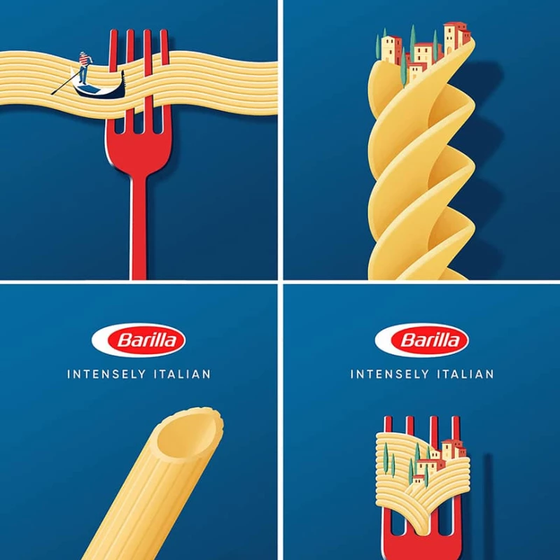 4 illustrations for Barilla Pasta. Illustration by Joey Guidone, Food & Beverage, 