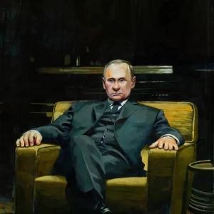 Portrait of Putin as the Godfather. Illustration by Jon Berkeley, Portrait, Figurative, 