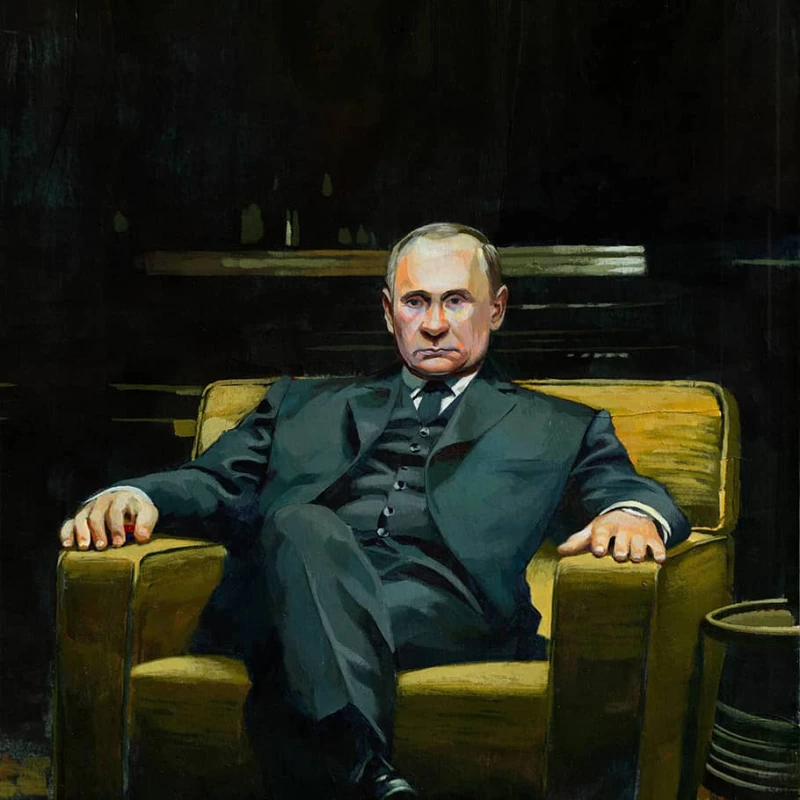 Portrait of Putin as the Godfather. Illustration by Jon Berkeley, Portrait, Figurative, 