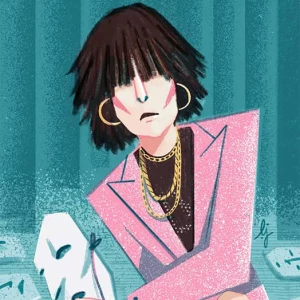 Illustration of Chrissie Hynde. Illustration by Luisa Jung, Portrait, Figurative, 