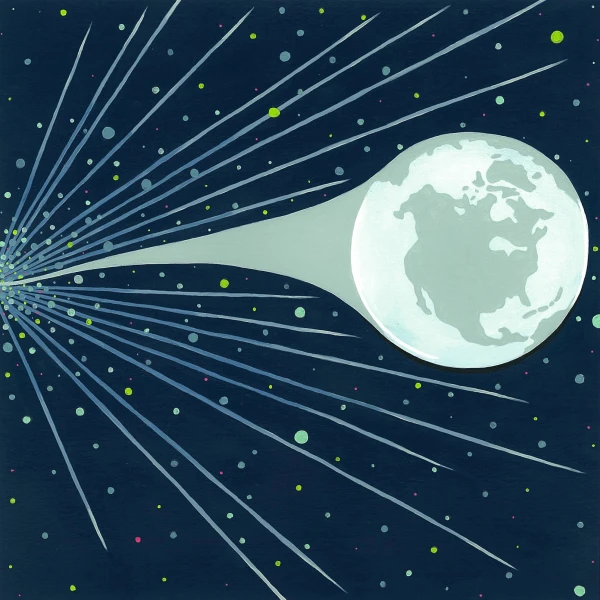 Illustration of the Earth being expelled from the big bang