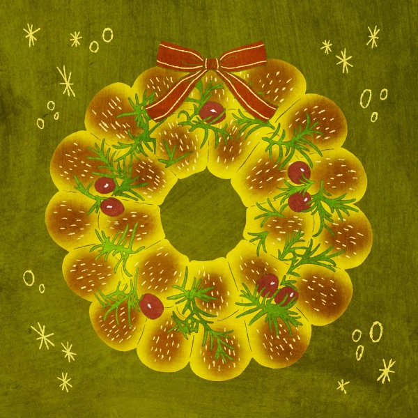 Illustration of bread, shaped as a wreath