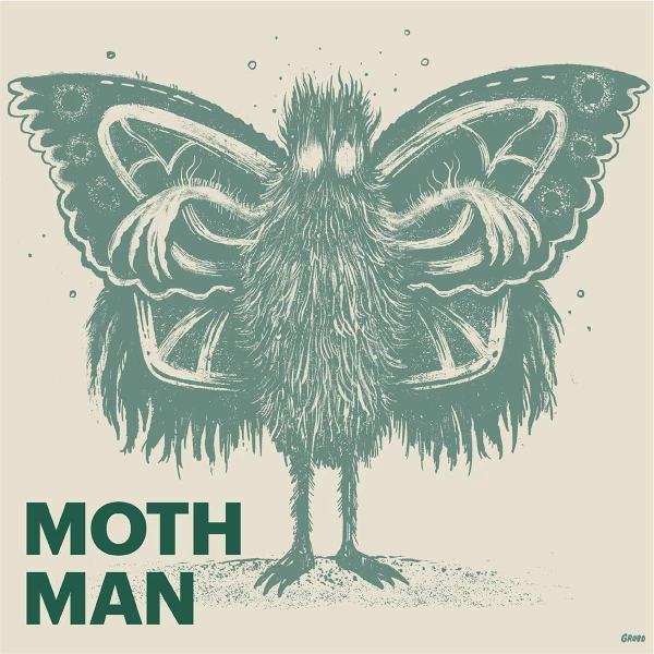 Illustration of Moth Man, a giant fuzzy moth