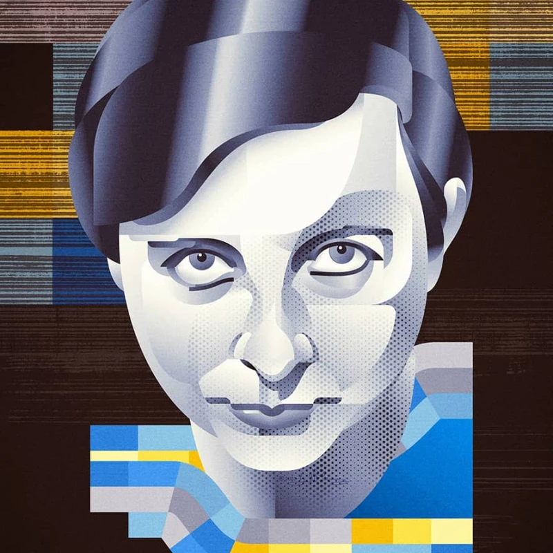 Stylized portrait of Gertrud Arndt. Illustration by  WFlemming, Portrait, Decorative, Figurative, 